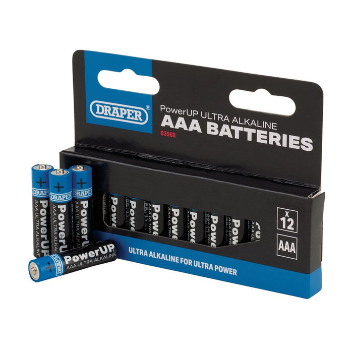 Draper PowerUP Ultra Alkaline AAA Batteries (Pack of 12) (03968)