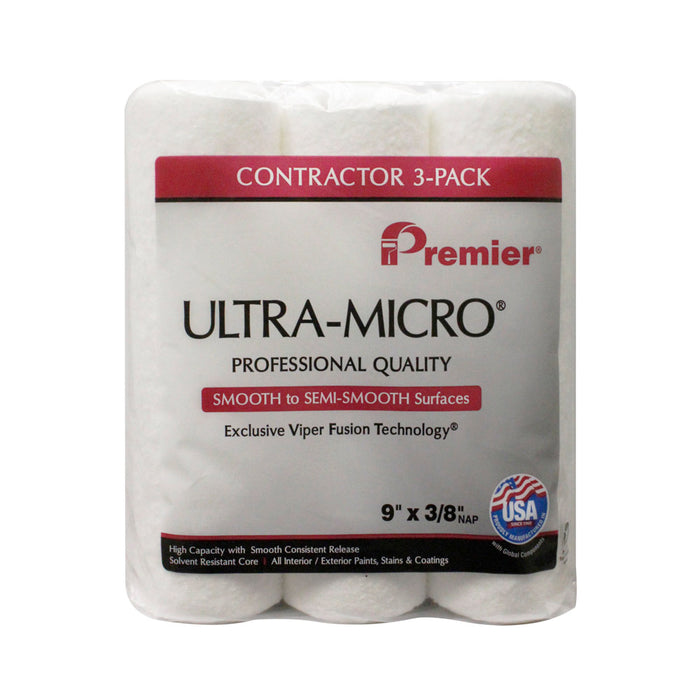 Premier Ultra-Micro 9" X 3/8" Roller Sleeves 3 Pack