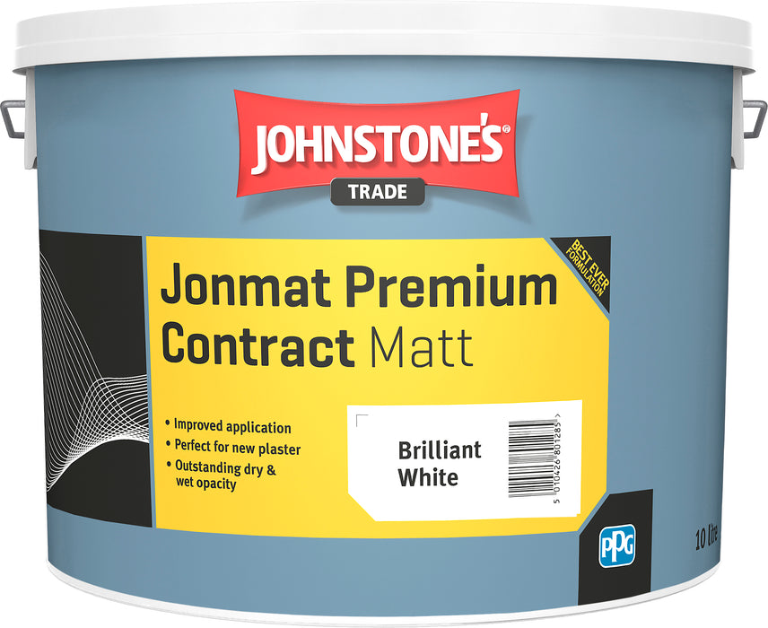 Johnstones 10ltr Brilliant White Jonmat Premium Contract Matt