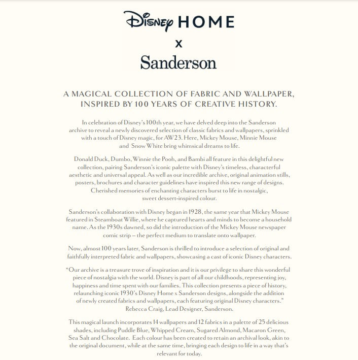 Sandersons Disney At Home Wallpaper Collection