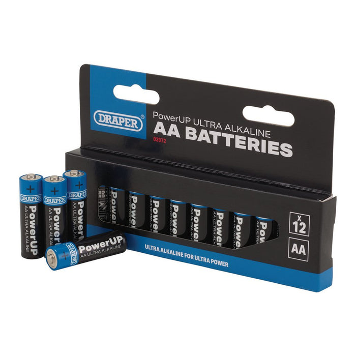 Draper PowerUP Ultra Alkaline AA Batteries (Pack of 12) (03972)