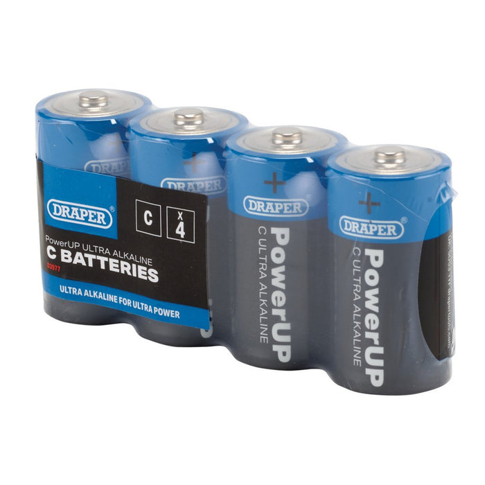 Draper PowerUP Ultra Alkaline C Batteries (Pack of 4) (03977)