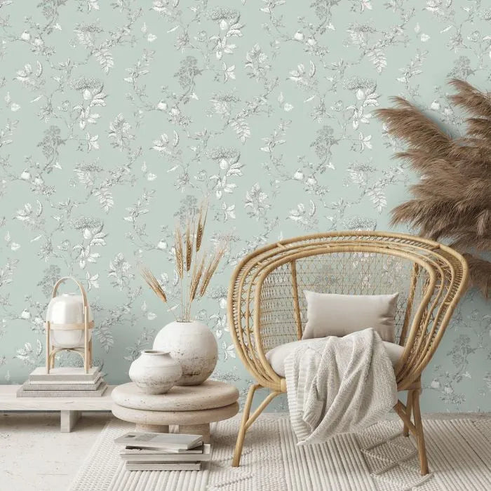 Laura Ashley Wallpaper Elderwood Duck Egg 113345