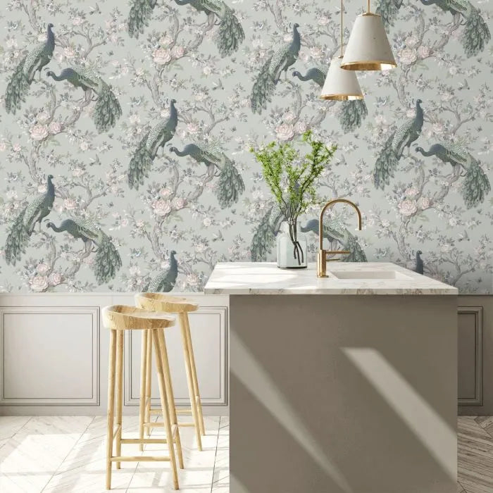 Laura Ashley Belvedere Wallpaper - 130113 - Sage Green