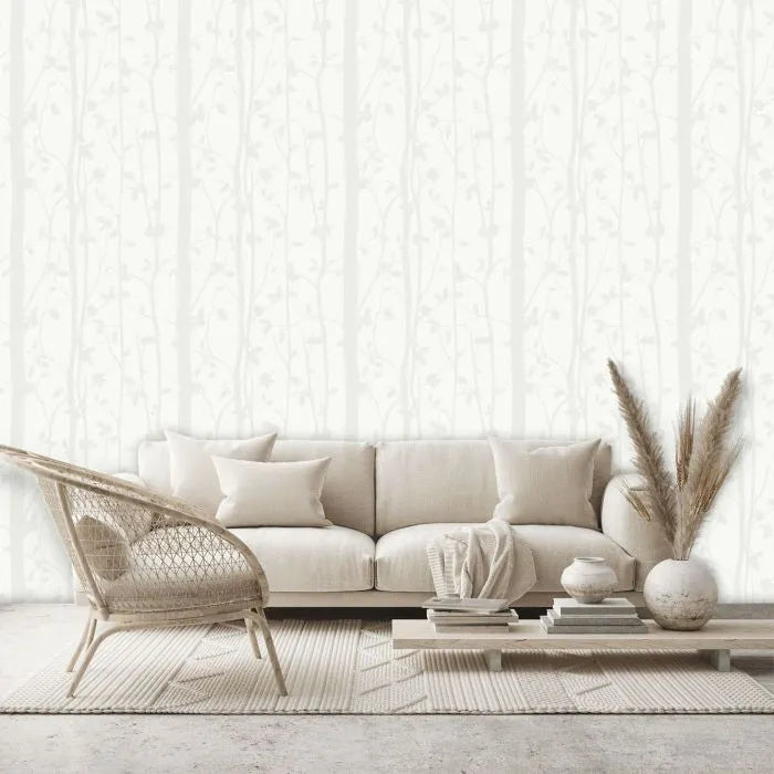 Laura Ashley Wallpaper Cottonwood Pearlescent White 113341