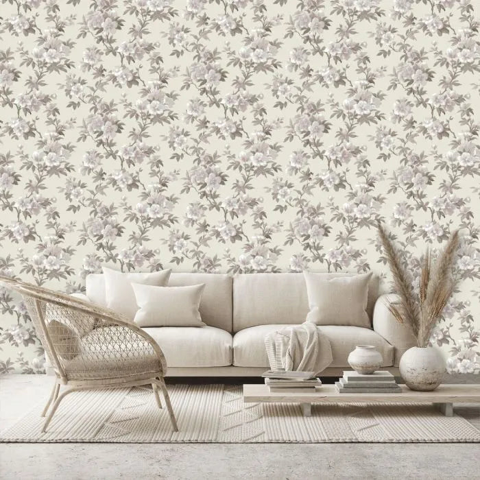 Laura Ashley Rosamund Wallpaper - 127389 - Natural