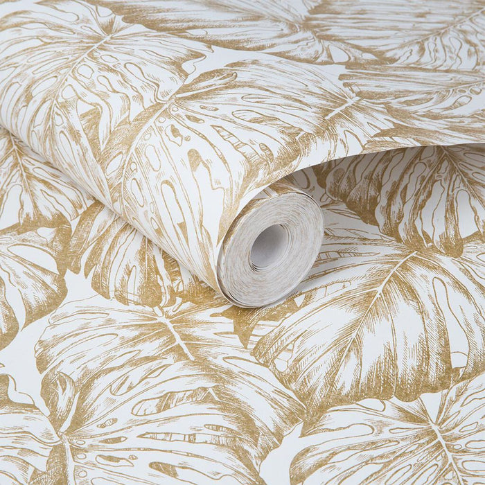 Graham & Brown Tropical Pearl & Gold Wallpaper