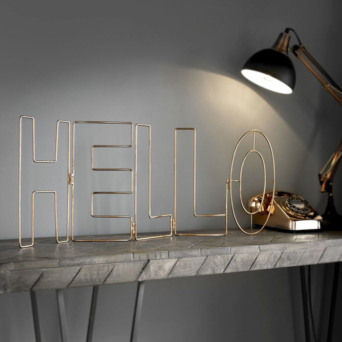 Rose Gold Hello Metal Wall Art