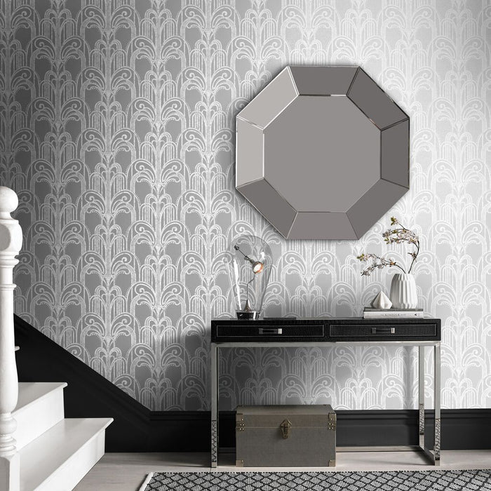 Graham & Brown Art Deco Silver Wallpaper