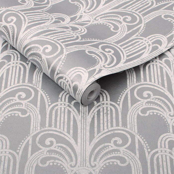 Graham & Brown Art Deco Silver Wallpaper