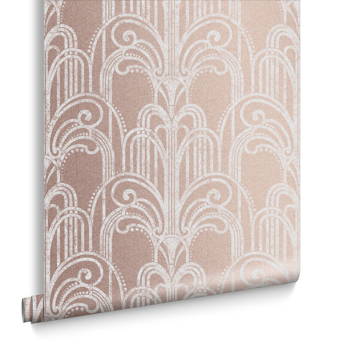 Graham & Brown Art Deco Rose/Gold Wallpaper