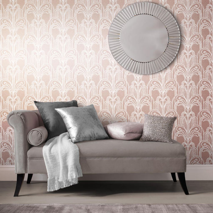 Graham & Brown Art Deco Rose/Gold Wallpaper