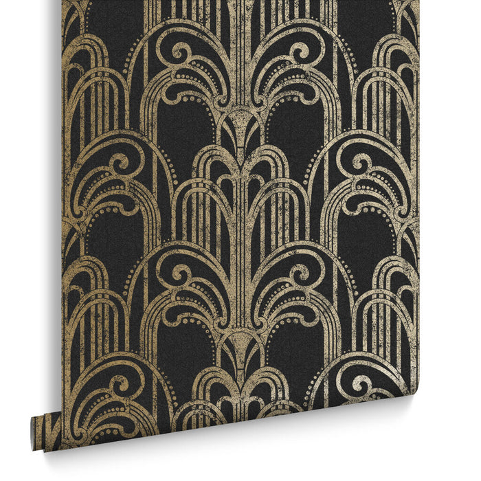 Graham & Brown Art Deco Black/Gold Wallpaper