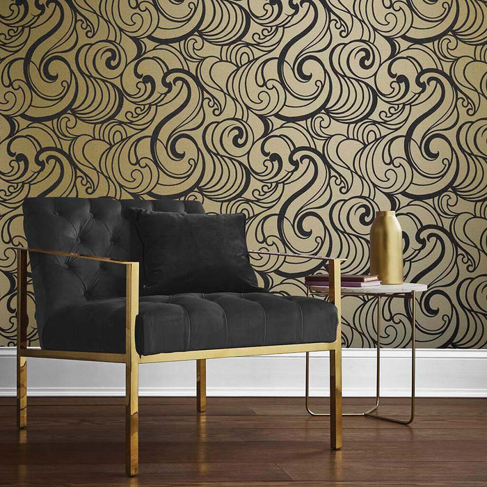 Graham & Brown Hula Swirl Gilded Wallpaper