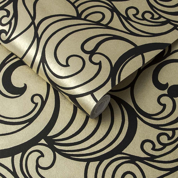 Graham & Brown Hula Swirl Gilded Wallpaper