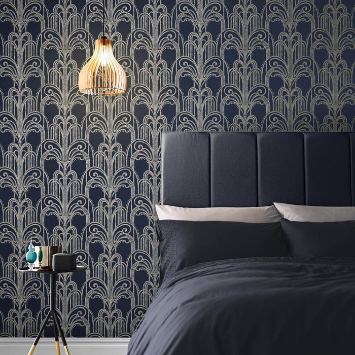 Graham & Brown Art Deco Midnight Wallpaper