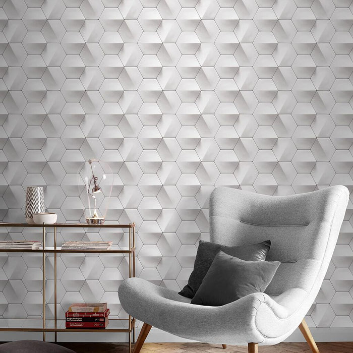 Graham & Brown Hex-a-gone Wallpaper 106439 Grey