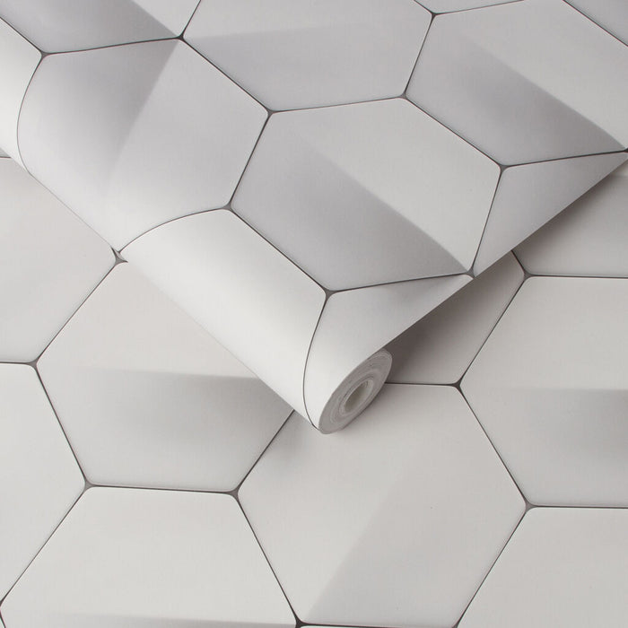 Graham & Brown Hex-a-gone Wallpaper 106439 Grey