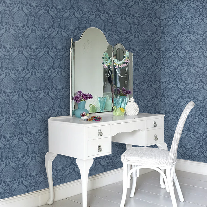 Laura Ashley Peacock Damask 114910 Dusky Seaspray