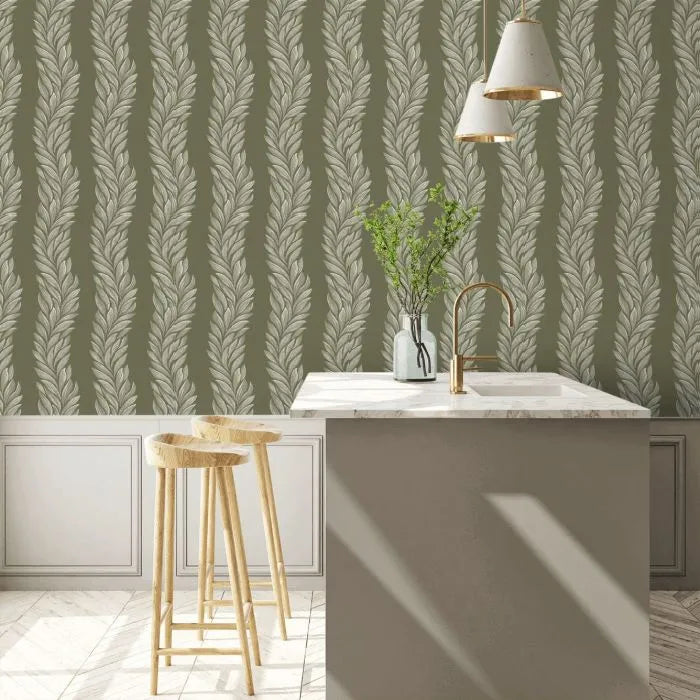 Laura Ashley Coulderton Leaves Wallpaper - 140321 - Grape