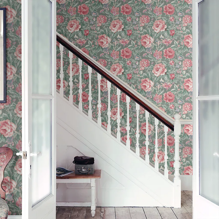 Laura Ashley 122754 Wild Roses - Fern Green