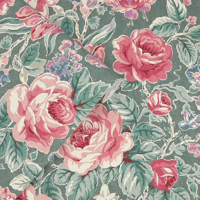 Laura Ashley 122754 Wild Roses - Fern Green