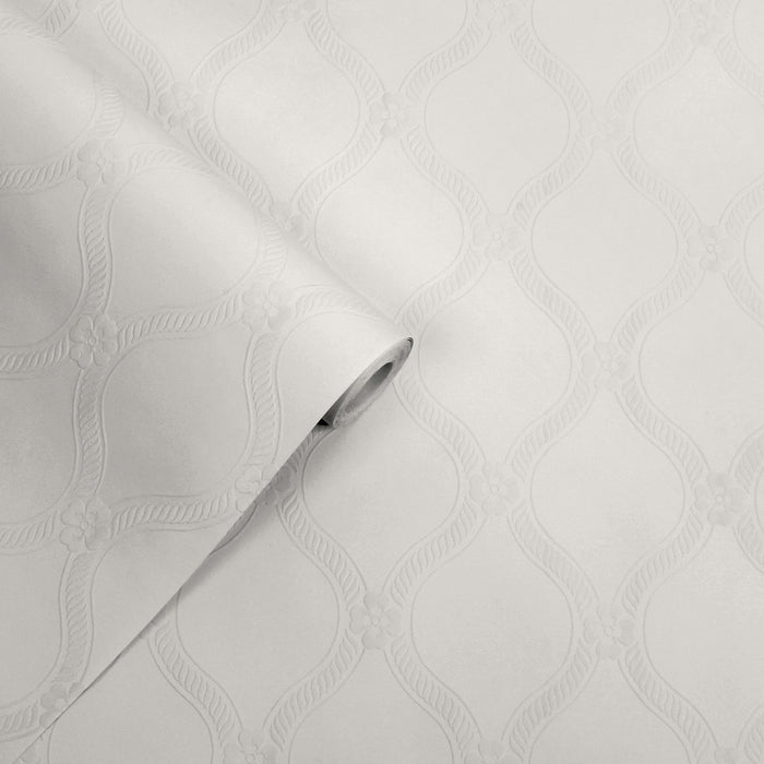 Laura Ashley Landford Paintable Wallpaper - 143258 - White