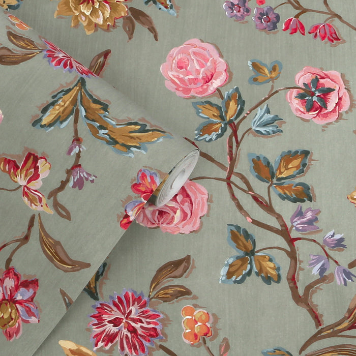 Laura Ashley Lingmell Trail Wallpaper - 143320 - Antique Green