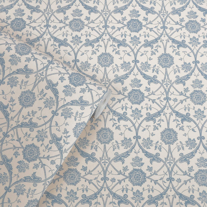 Laura Ashley Endale Trellis Wallpaper - 143324- Newport Blue