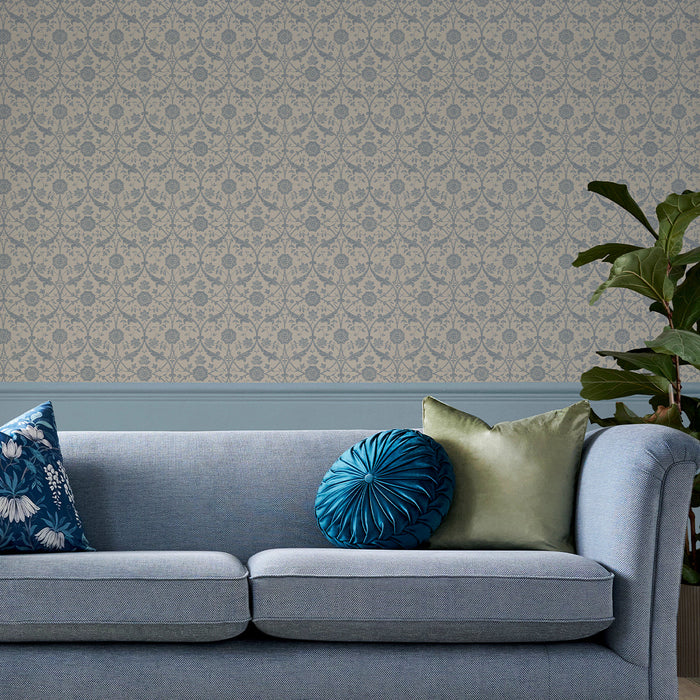 Laura Ashley Endale Trellis Wallpaper - 143324- Newport Blue