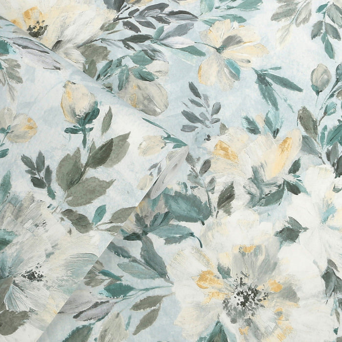 Laura Ashley Elowen Peony Wallpaper - 143331- Pale Teal