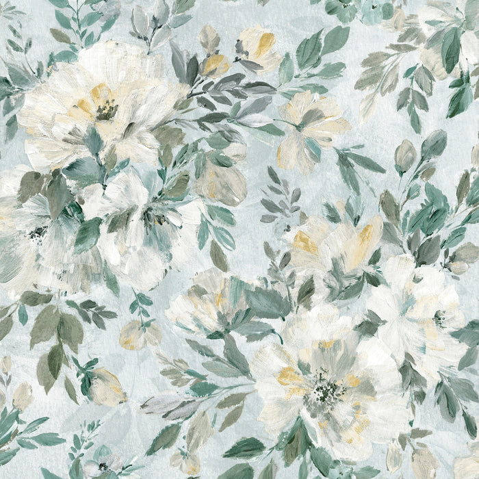 Laura Ashley Elowen Peony Wallpaper - 143331- Pale Teal