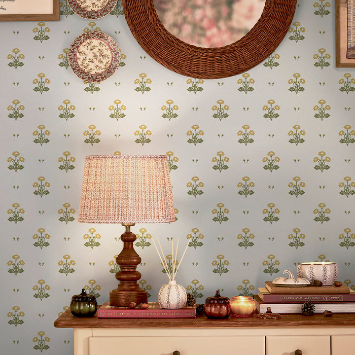 Laura Ashley Harthill Daisy Wallpaper - 143335- Ochre Yellow