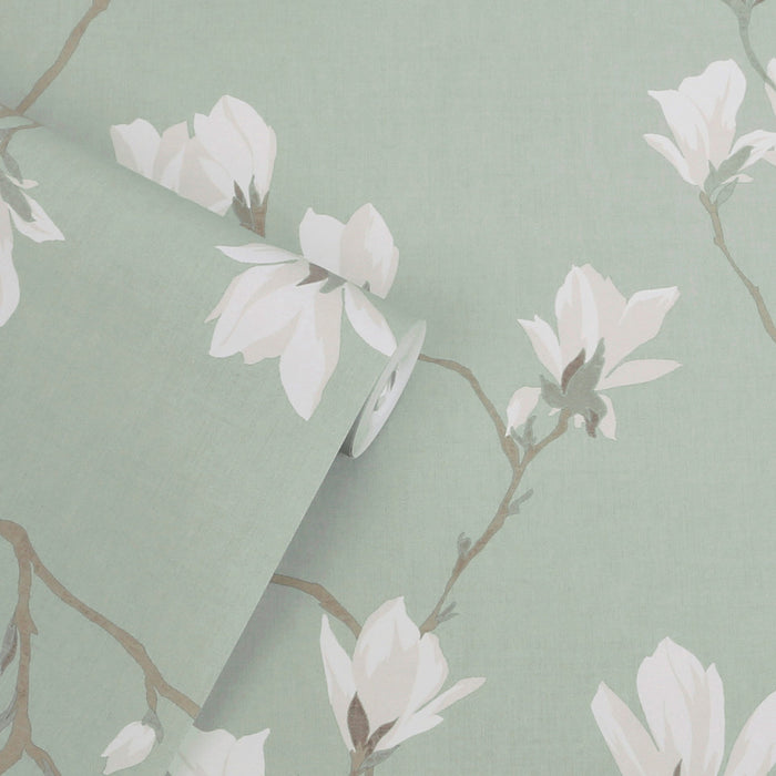 Laura Ashley Magnolia Grove Wallpaper - 143336 - Pale Eau De Nil