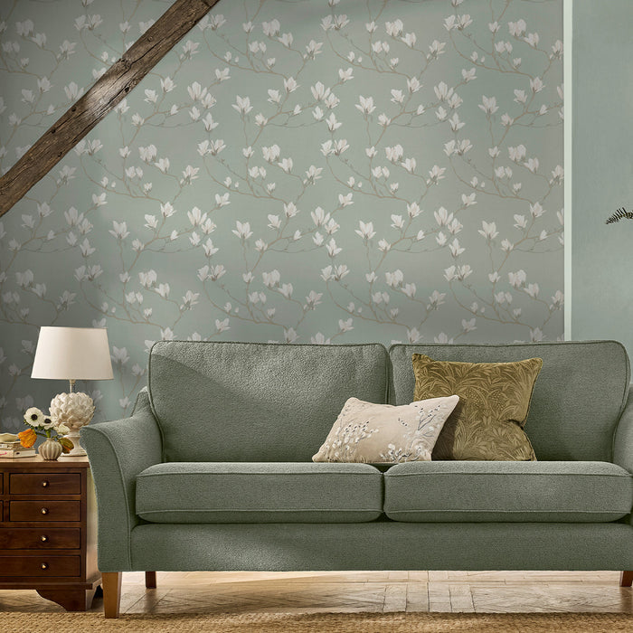 Laura Ashley Magnolia Grove Wallpaper - 143336 - Pale Eau De Nil