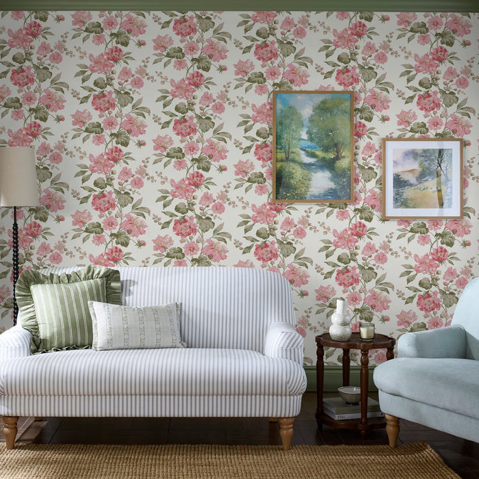 Laura Ashley Romilly Wallpaper - 146949 - Pink