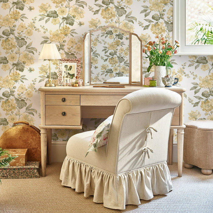 Laura Ashley Romilly Wallpaper - 146950 - Butter Yellow