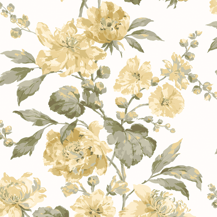 Laura Ashley Romilly Wallpaper - 146950 - Butter Yellow