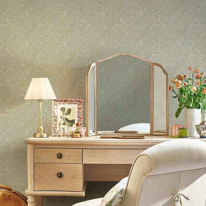 Laura Ashley Elmdon Wallpaper - 146957 - Sage Green