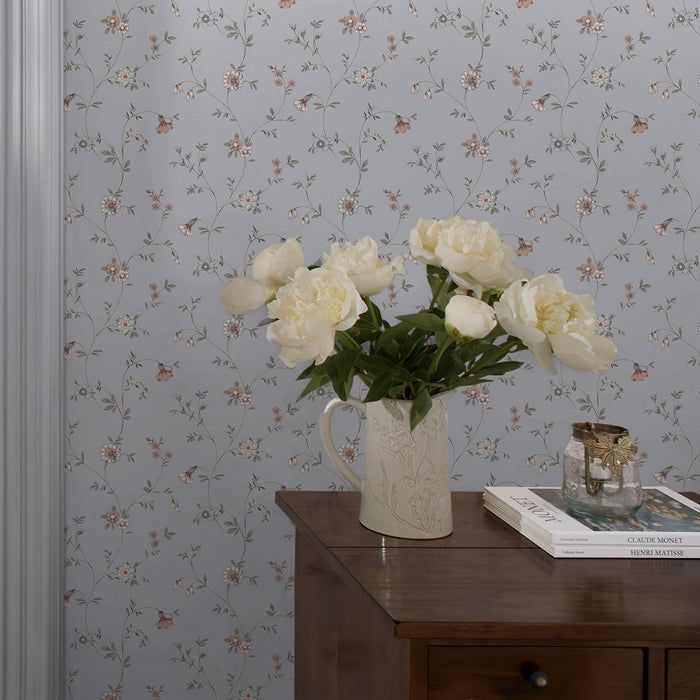 Laura Ashley Leone Trail Wallpaper - 146959 - Chalk Blue