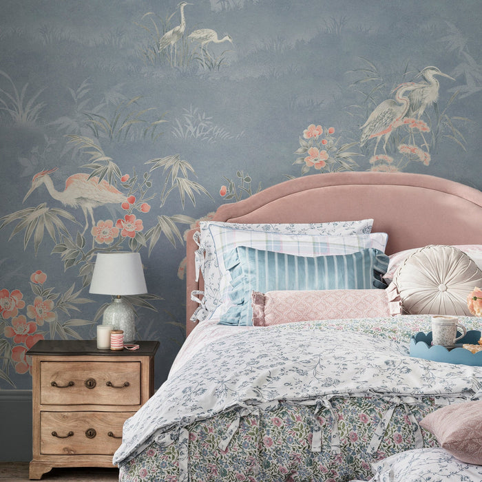 Laura Ashley Avielle Mural Wallpaper - 149052FXST - Chalk Blue