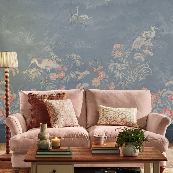 Laura Ashley Avielle Mural Wallpaper - 149052FXST - Chalk Blue