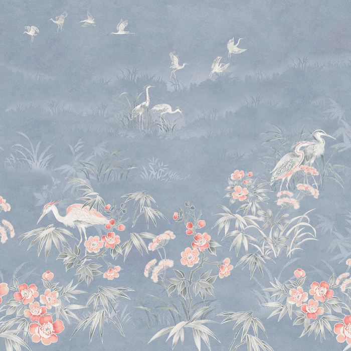 Laura Ashley Avielle Mural Wallpaper - 149052FXST - Chalk Blue