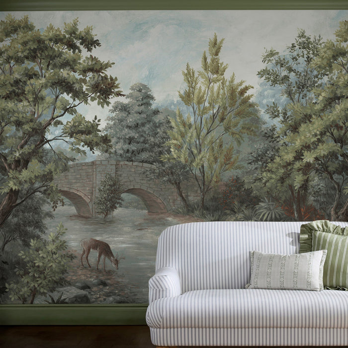 Laura Ashley Elmbridge Mural Wallpaper - 149072FXST - Dark Hedgerow