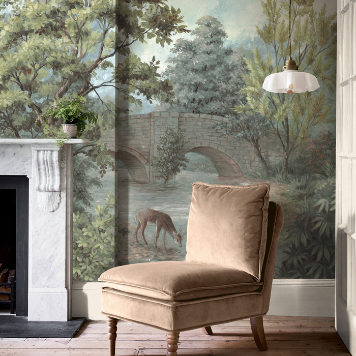 Laura Ashley Elmbridge Mural Wallpaper - 149072FXST - Dark Hedgerow
