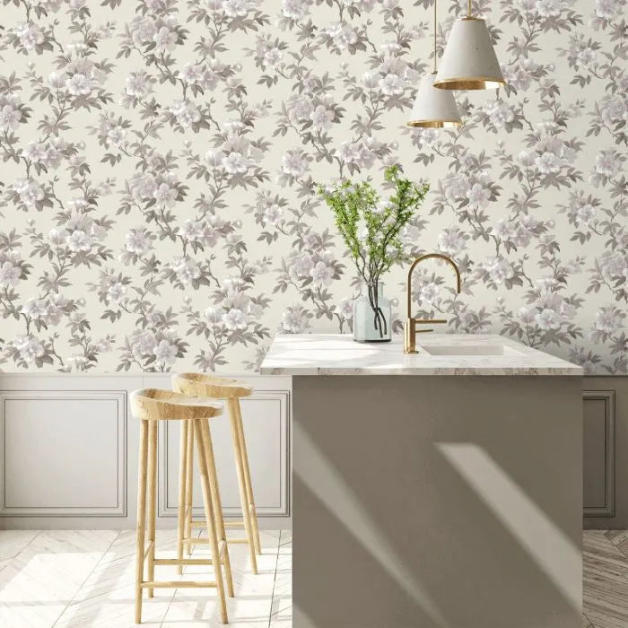 Laura Ashley Rosamund Wallpaper - 127389 - Natural