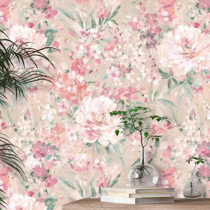 Laura Ashley Mayville Wallpaper -140329 - Plaster Pink
