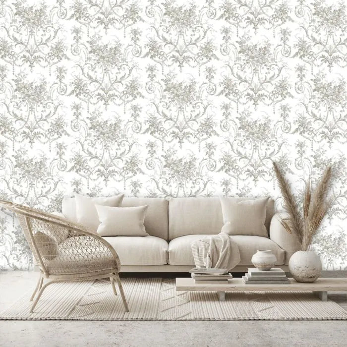 Laura Ashley Tuileries Wallpaper - 130111 - Dark Dove Grey