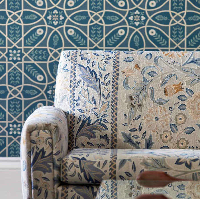 Morris & Co Brophy Trellis Deep Teal Wallpaper