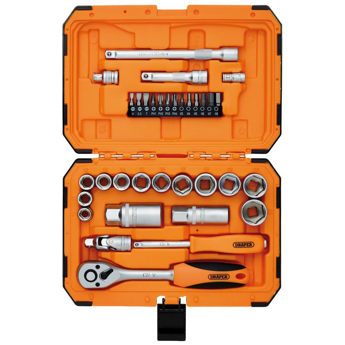 Draper HI-TORQ® 6 Point Socket Set, 1/4" and 3/8" (34 Piece)